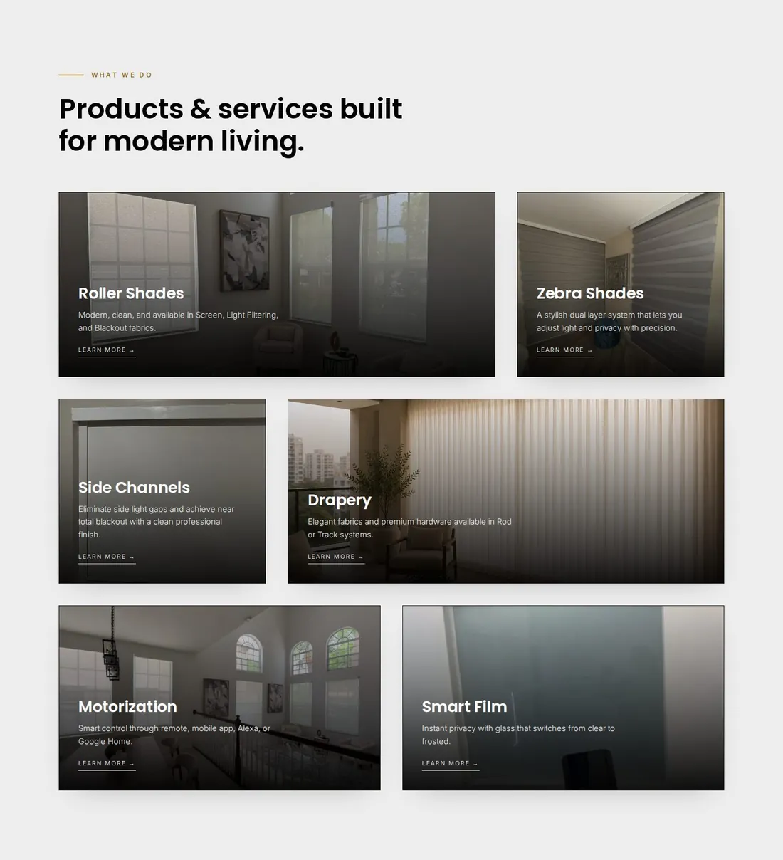 Services on the homepage