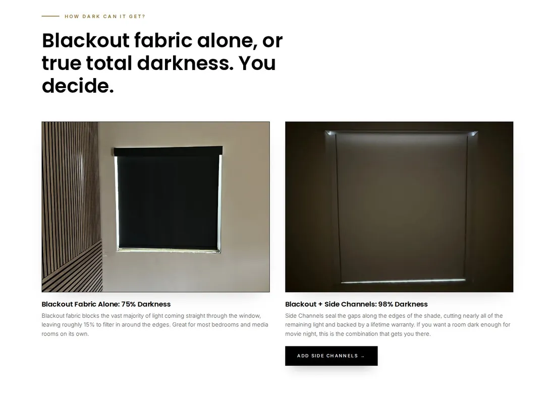Blackout alone (75%) vs. with Side Channels (98%)