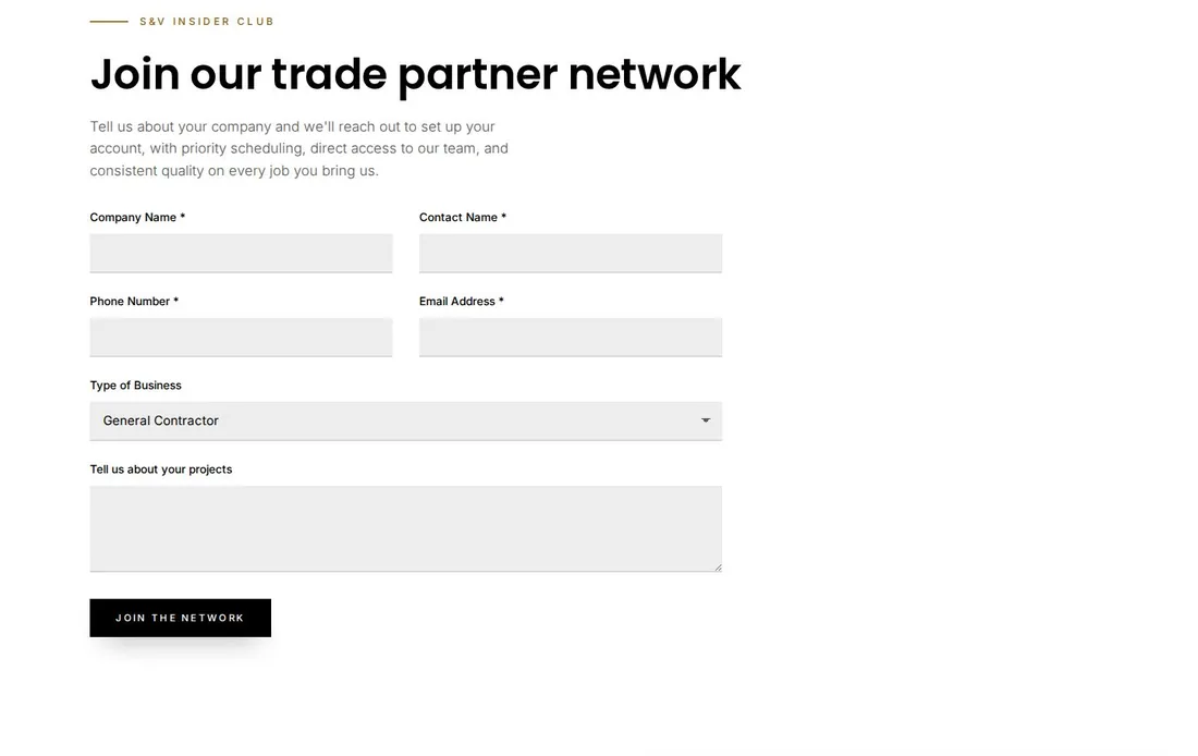 Contractor signup form